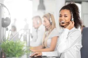 Call Center Agent Answering Calls