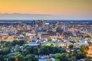 Image of a city skyline in where MAP Communications provides call center services in Alabama