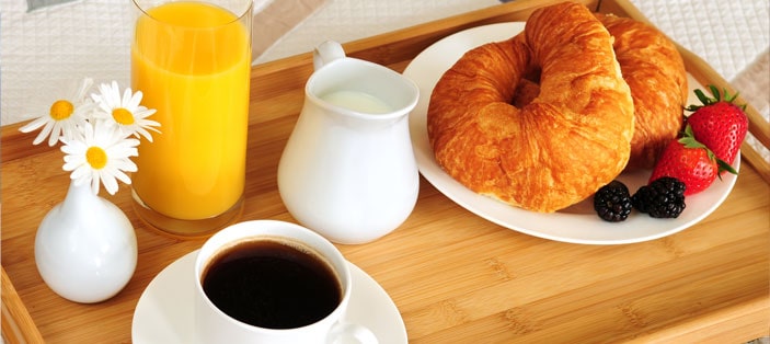 Image of food served at a bed and breakfast that uses a hospitality answering service
