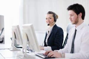 Image of MAP Communications call center agents providing employee hotline services during an emergency situation