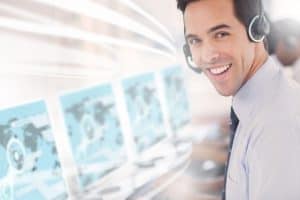 Image of a MAP Communications call center agent providing answering services