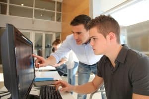 Image of two MAP Communications clients managing their account through the secure online dashboard
