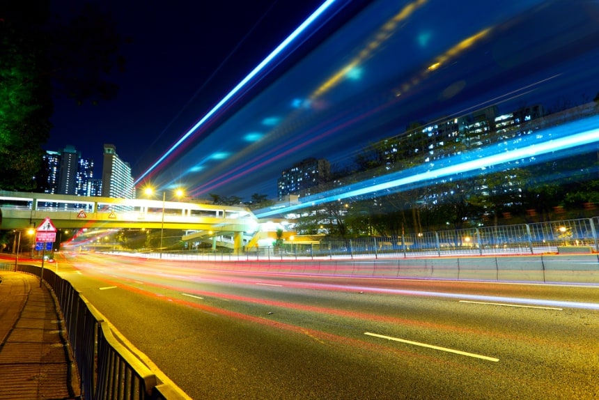 Image of transportation happening in a city