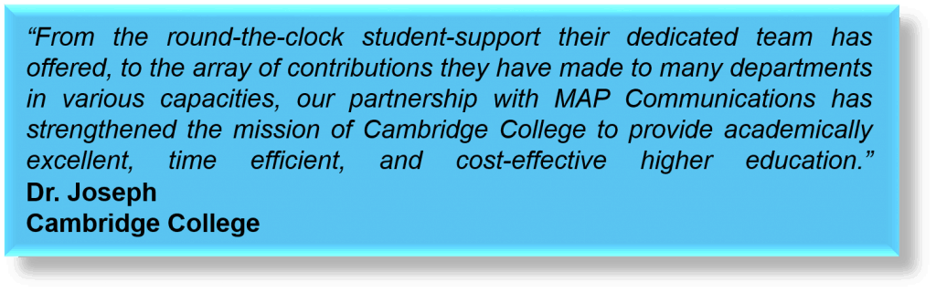Text of a MAP Communications university answering service review
