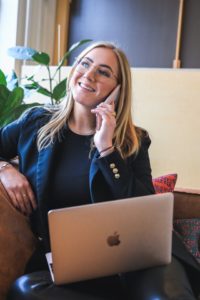 businesswoman using a call handling service