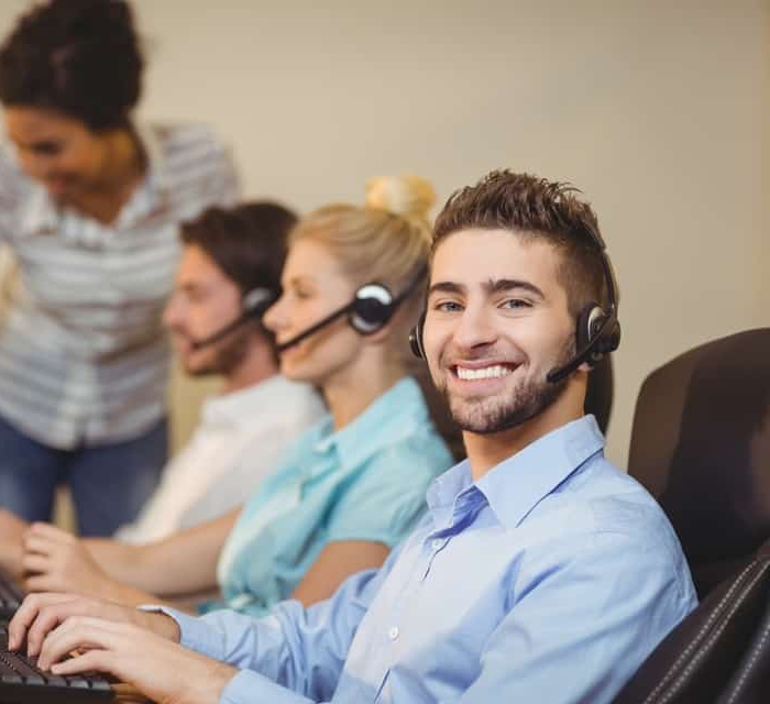 Image of the Map Communications call center team providing answering service for small businesses