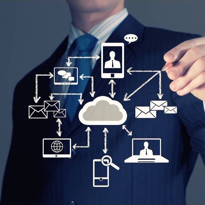 Image of a man drawing the workflow for his business continuity call center