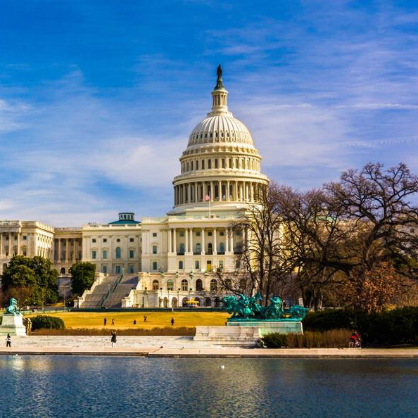 Image of the United States Capitol that uses a government answering service