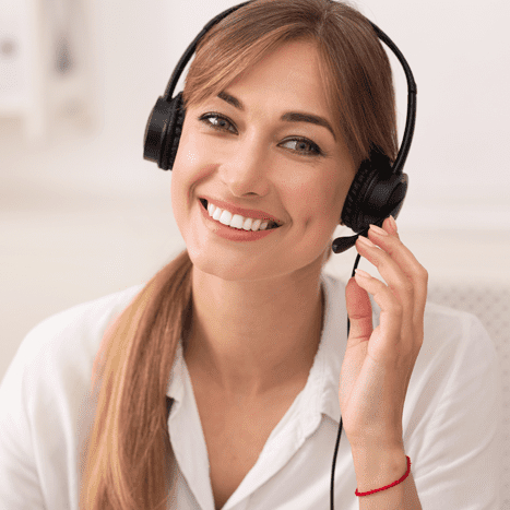 Map Communications live answering service agent with headset