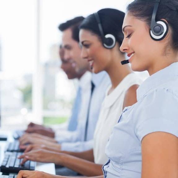 Image of Map Communications call center agents providing insurance answering services